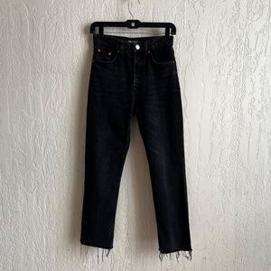 Zara High Waist Straight Leg Cropped Jeans Sz 2